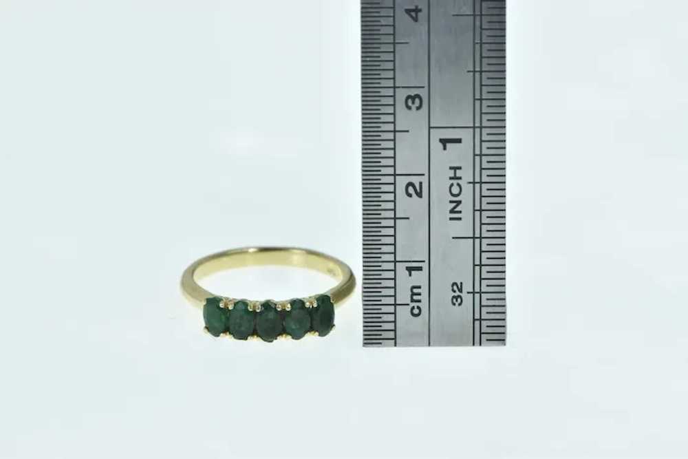 14K Five Stone Oval Emerald Statement Band Ring S… - image 4