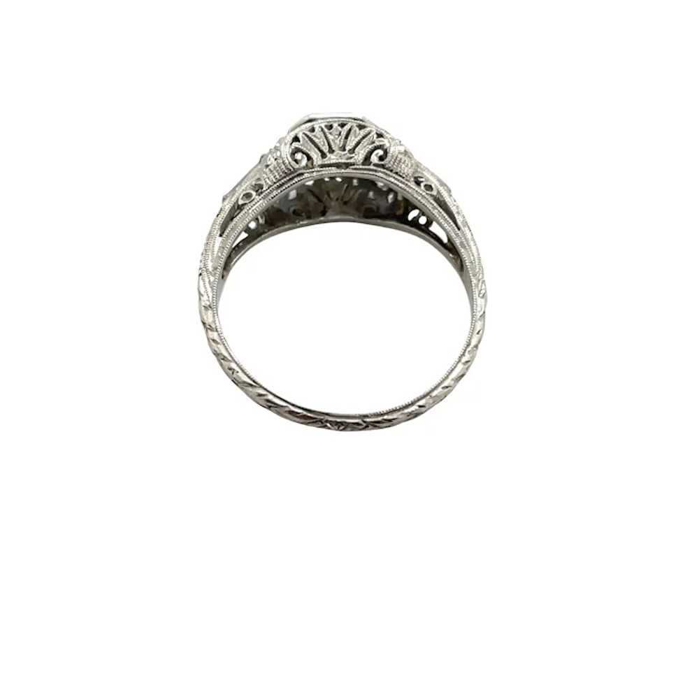 Art Deco Platinum Diamond and Sapphire Ring - image 3