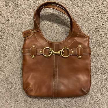 Coach Ergo Vintage Brown Leather Studded Hobo Pur… - image 1