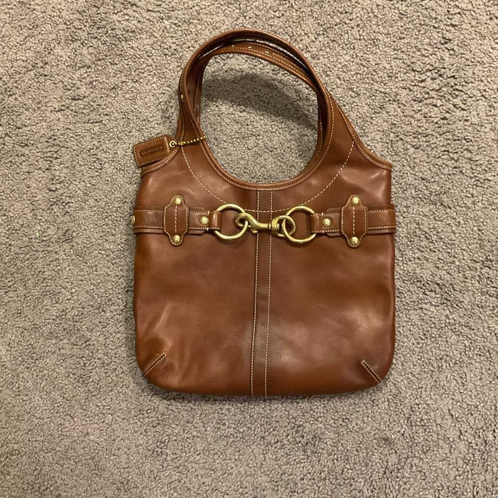 Coach Ergo Vintage Brown Leather Studded Hobo Pur… - image 2