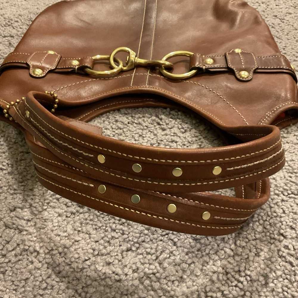 Coach Ergo Vintage Brown Leather Studded Hobo Pur… - image 5