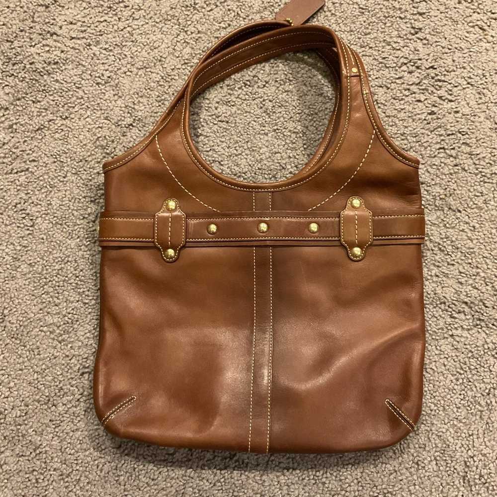 Coach Ergo Vintage Brown Leather Studded Hobo Pur… - image 7