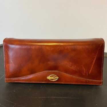 Vintage Brown Leather Clutch 1960's - image 1