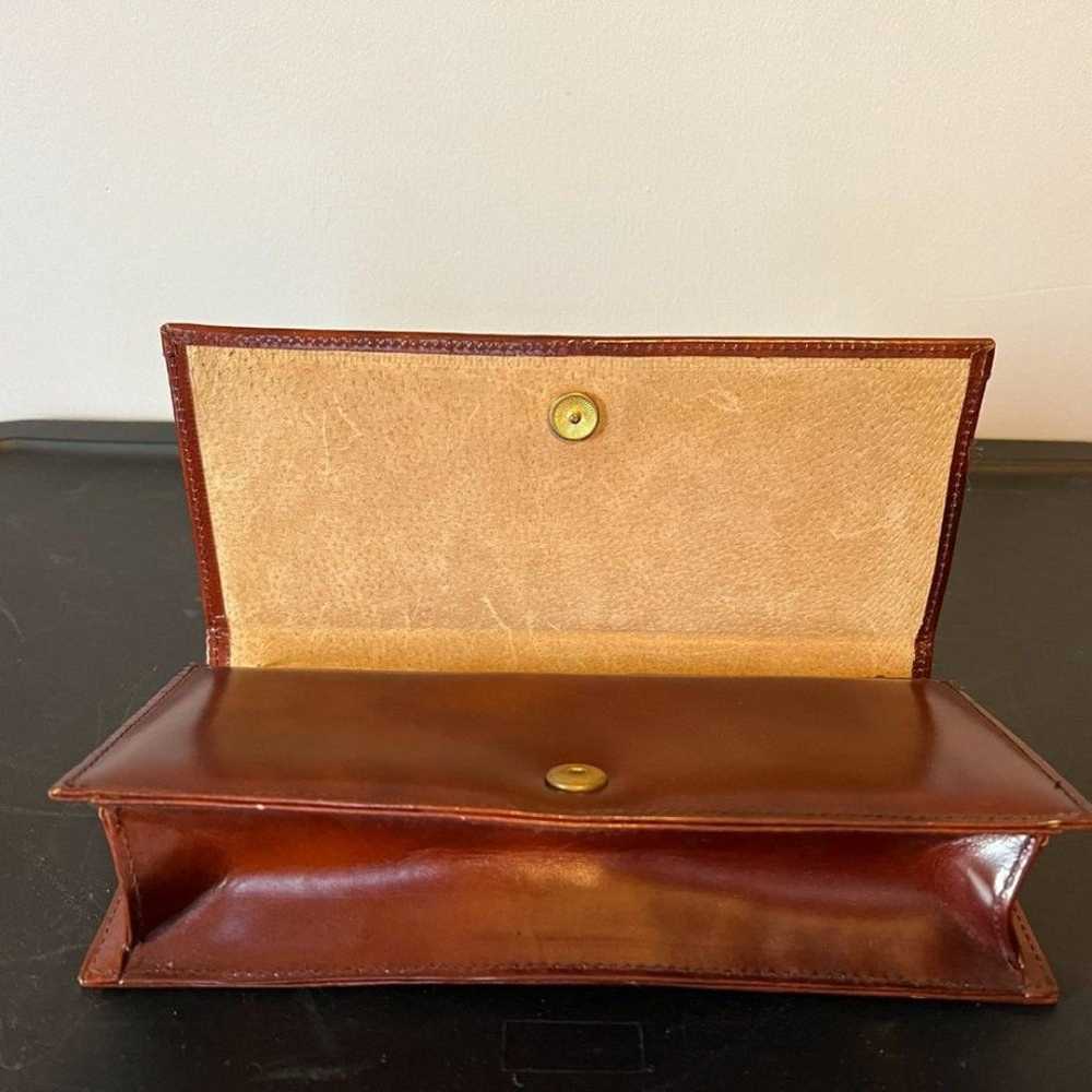 Vintage Brown Leather Clutch 1960's - image 4