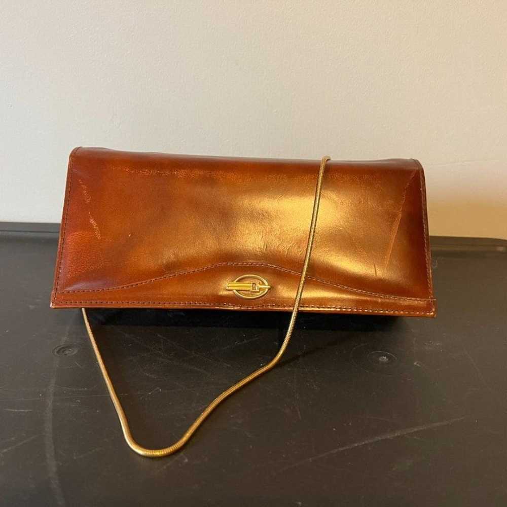 Vintage Brown Leather Clutch 1960's - image 5