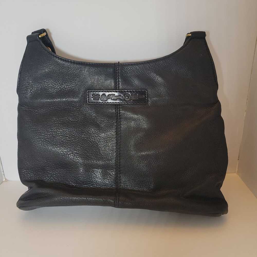 Vintage Fossil black soft genuine leather handbag… - image 1