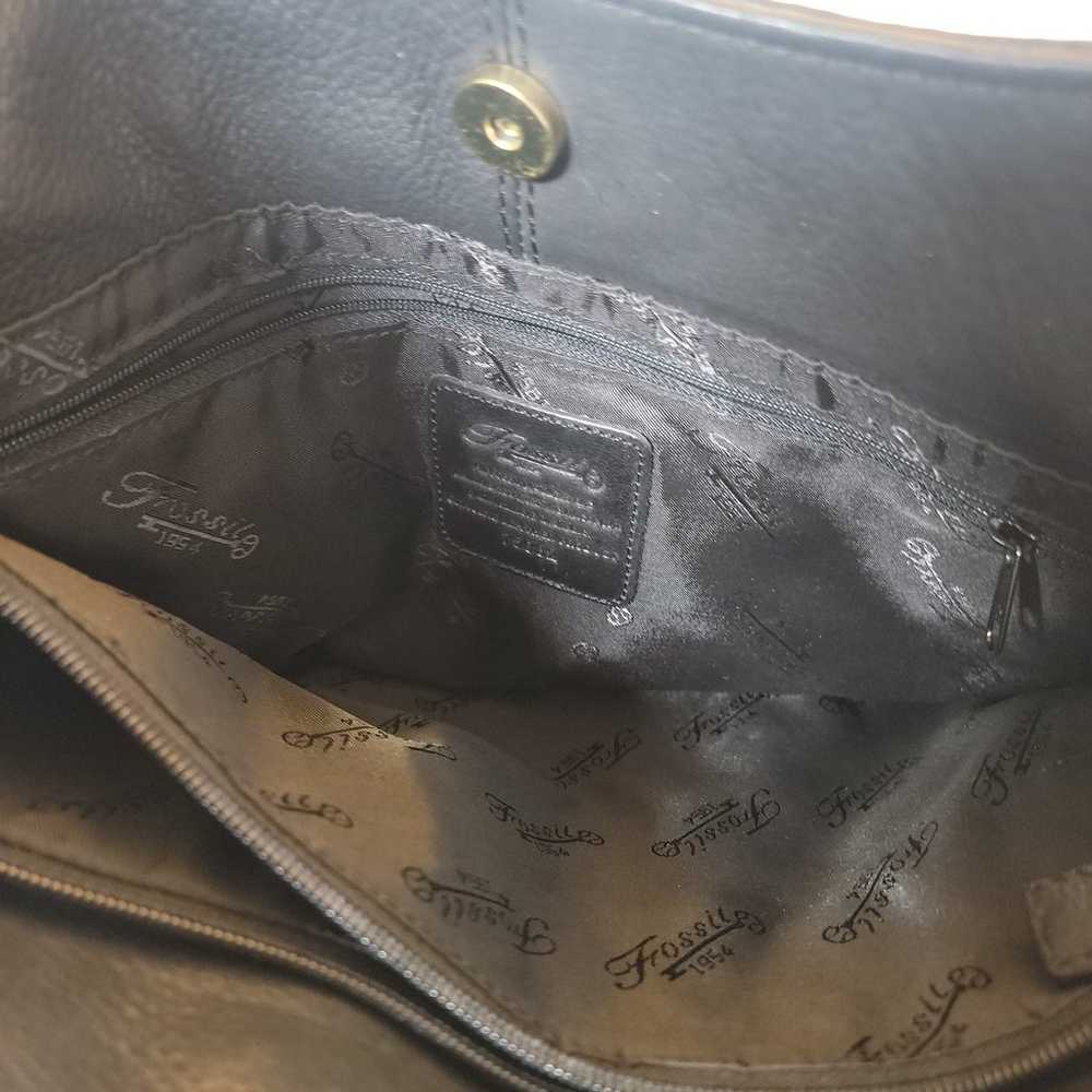 Vintage Fossil black soft genuine leather handbag… - image 3