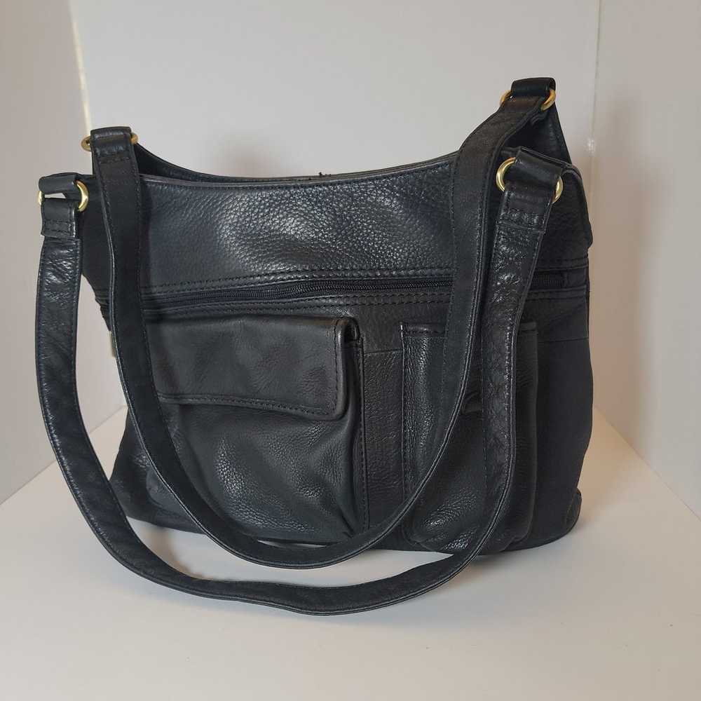 Vintage Fossil black soft genuine leather handbag… - image 5