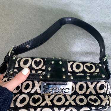 xoxo grey and black woven mini shoulder purse