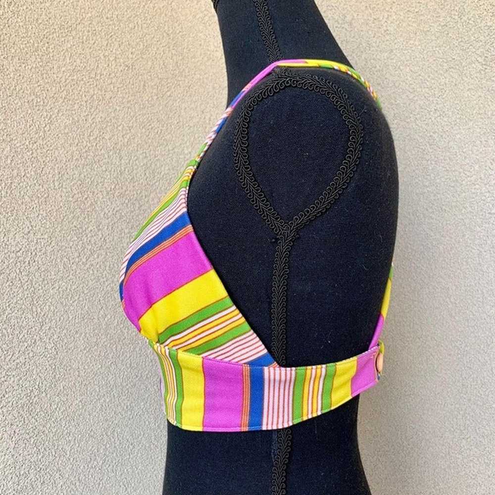 Colorful and Bright 60s-70s’s Striped Halter Top - image 2