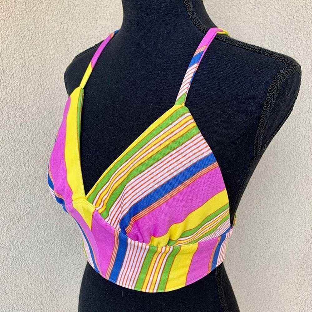 Colorful and Bright 60s-70s’s Striped Halter Top - image 3