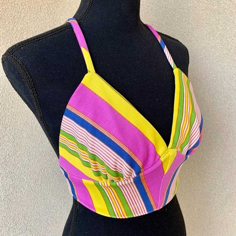 Colorful and Bright 60s-70s’s Striped Halter Top - image 6