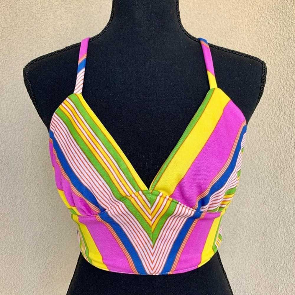 Colorful and Bright 60s-70s’s Striped Halter Top - image 7