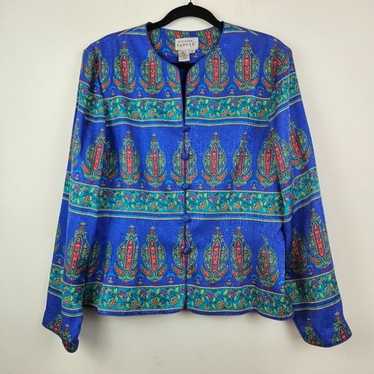 ADRIANNA PAPELL Silk button down Blouse Jacket Bl… - image 1