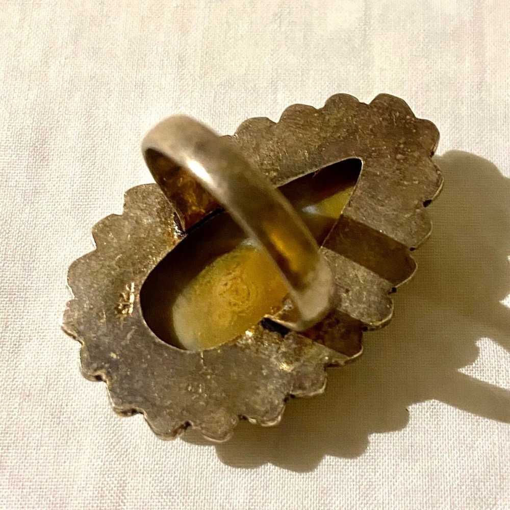 Vintage Golden Agate 925 Silver Native Style Ring - image 10