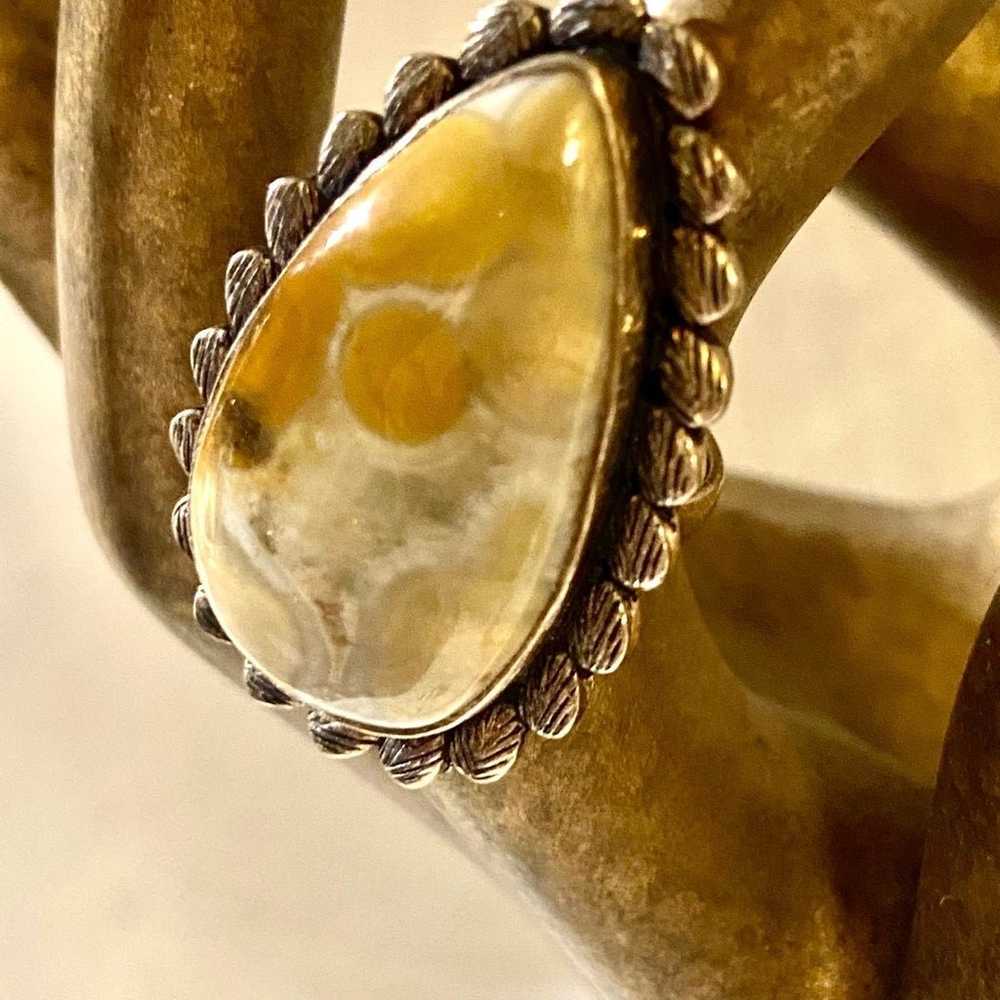 Vintage Golden Agate 925 Silver Native Style Ring - image 6