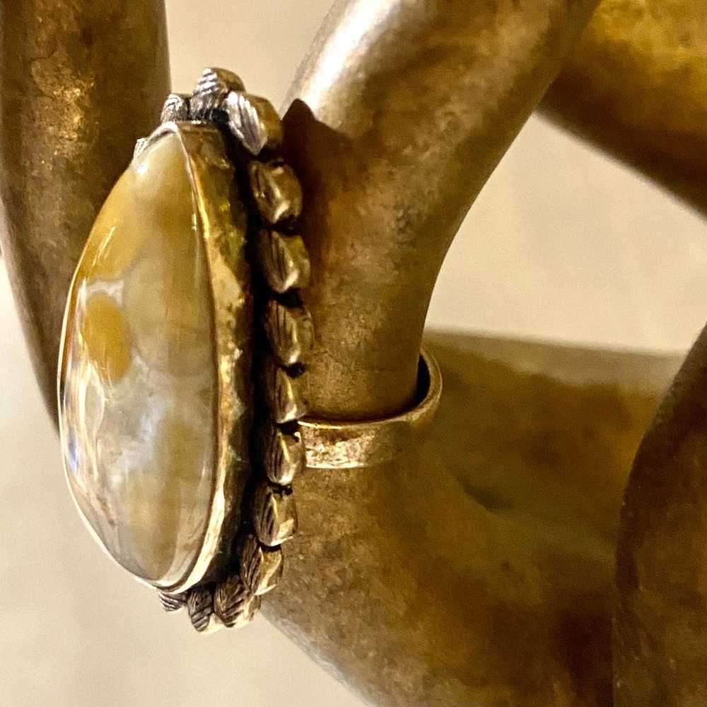 Vintage Golden Agate 925 Silver Native Style Ring - image 8