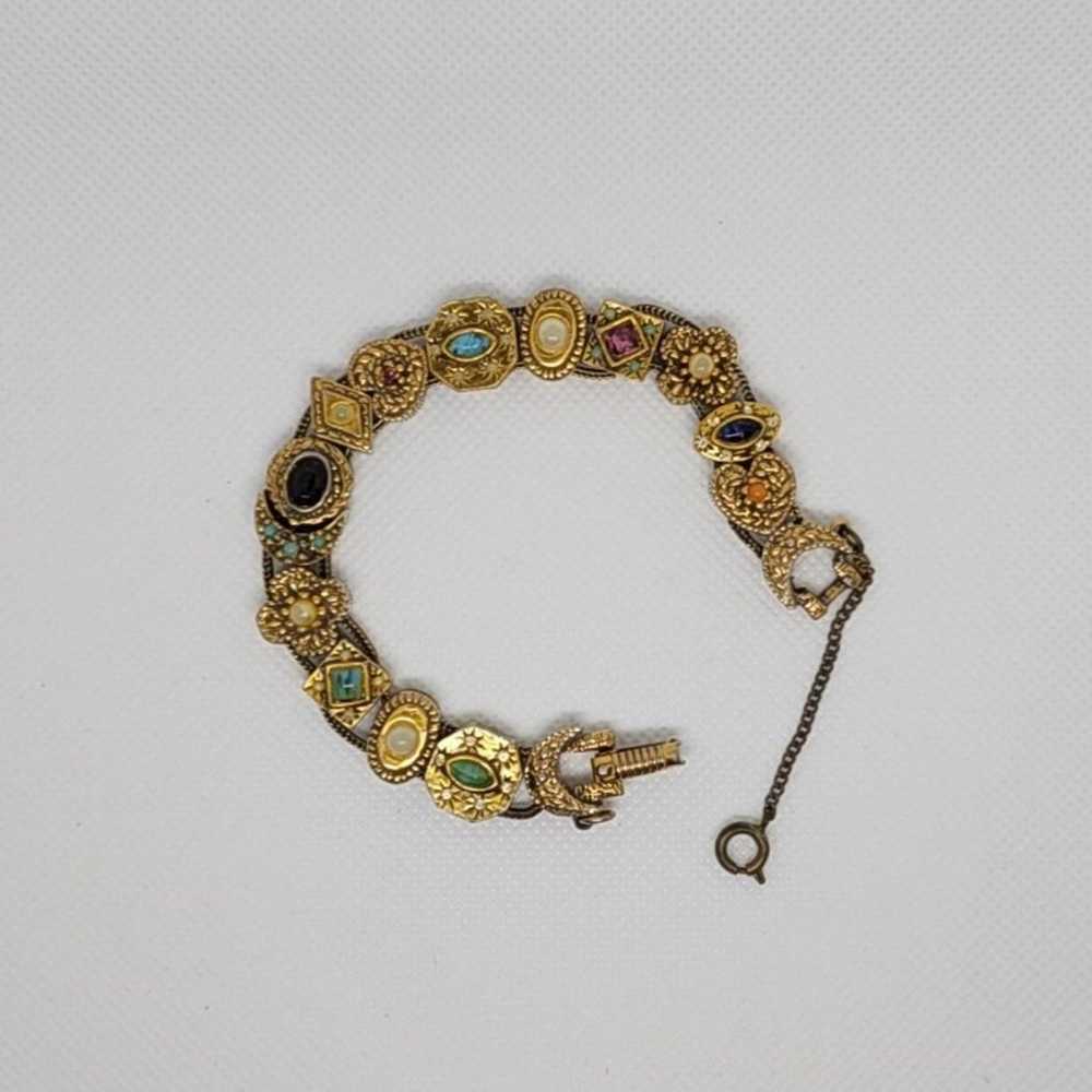 Antique slide charm bracelet - image 1