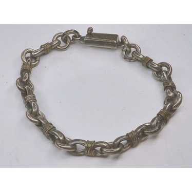 Heavy Antique Two Tone Chain Link Bracelet - image 1