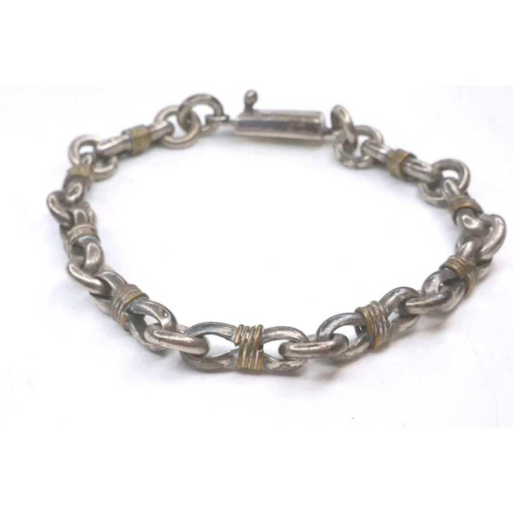 Heavy Antique Two Tone Chain Link Bracelet - image 2