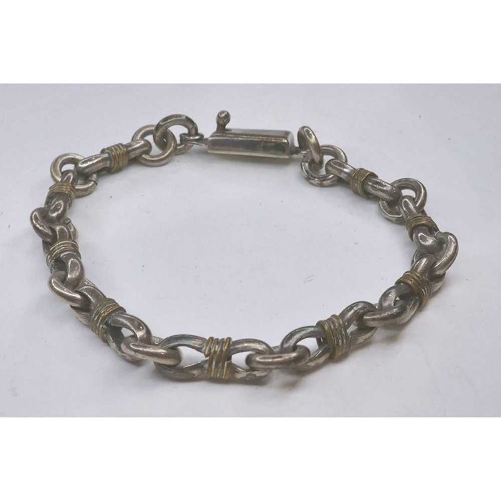 Heavy Antique Two Tone Chain Link Bracelet - image 3