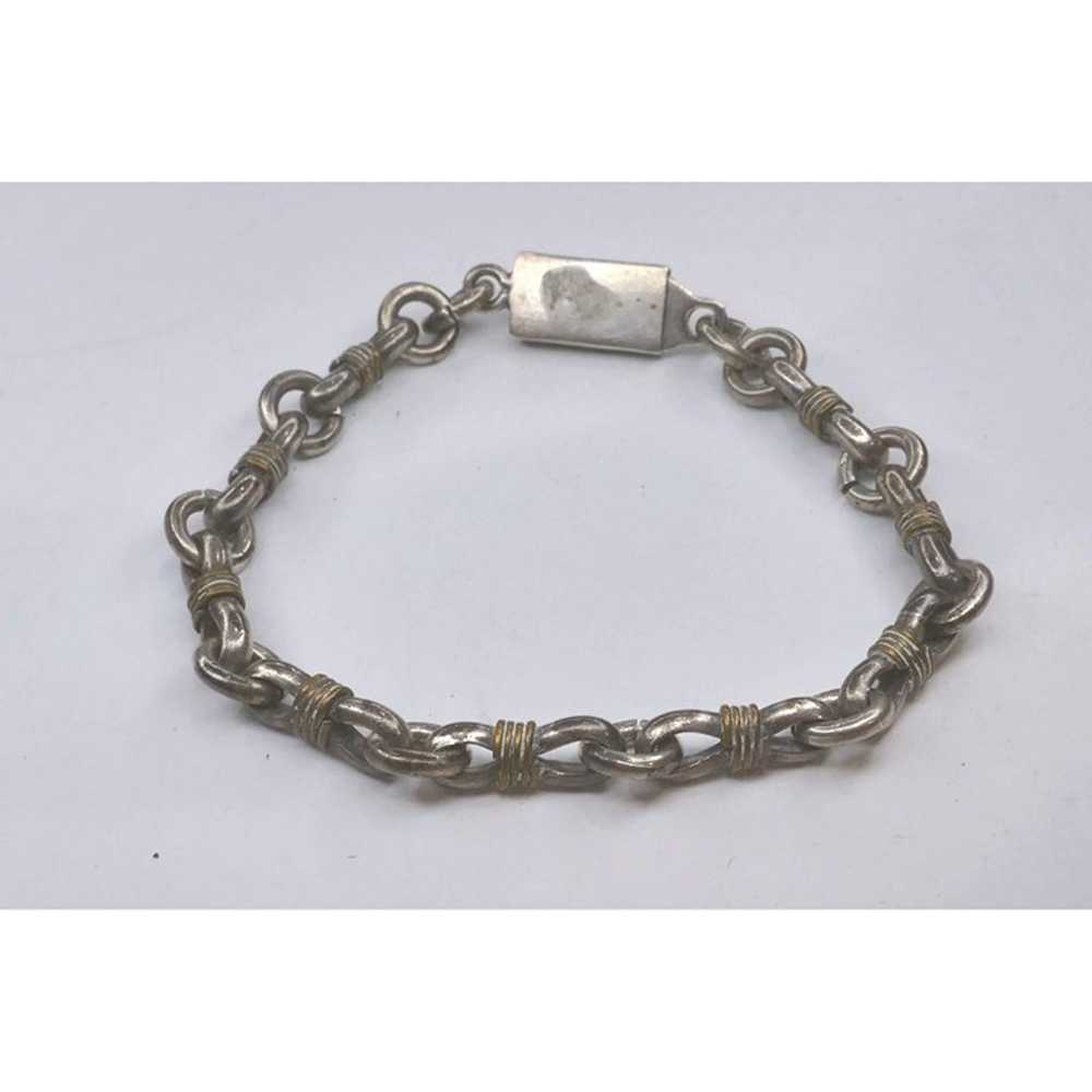 Heavy Antique Two Tone Chain Link Bracelet - image 4