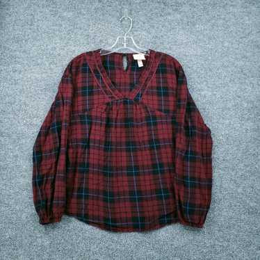 Vintage Knox Rose Blouse Womens S Small Red Plaid… - image 1