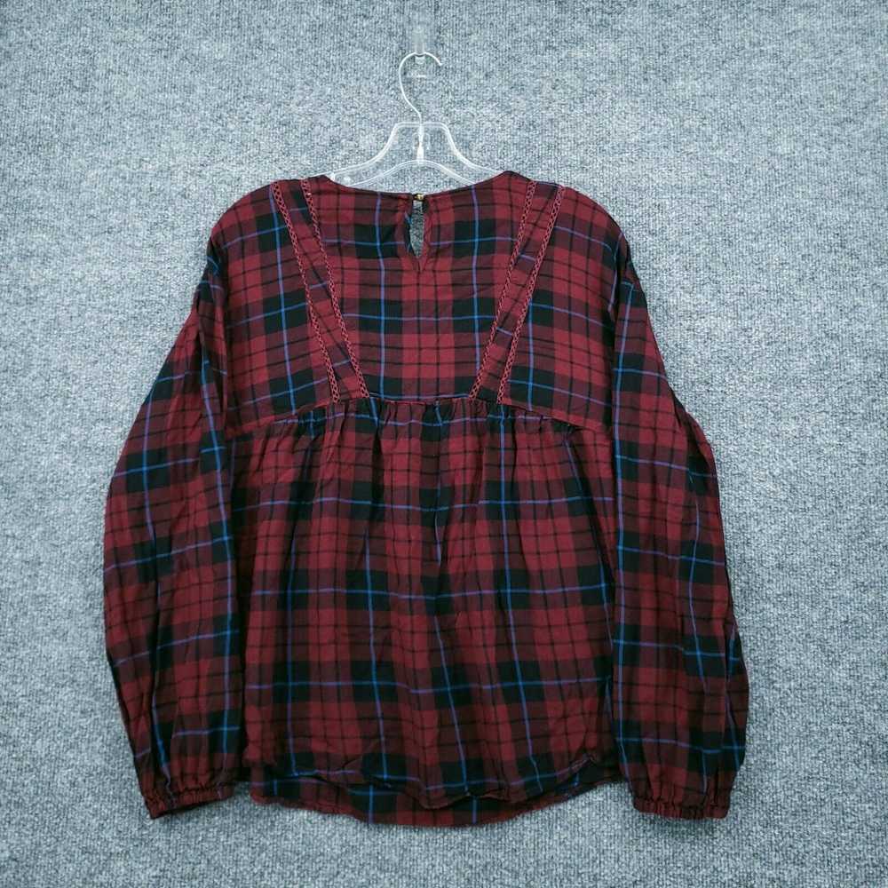 Vintage Knox Rose Blouse Womens S Small Red Plaid… - image 2