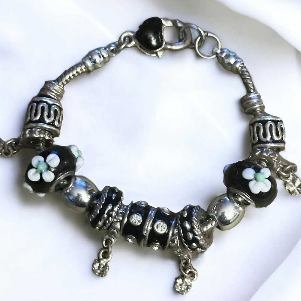 Other Silver and black bead charm bracelet - image 1