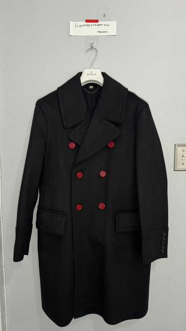 Burberry BURBERRY WOOL BLACK / RED BUTTON PEACOAT 