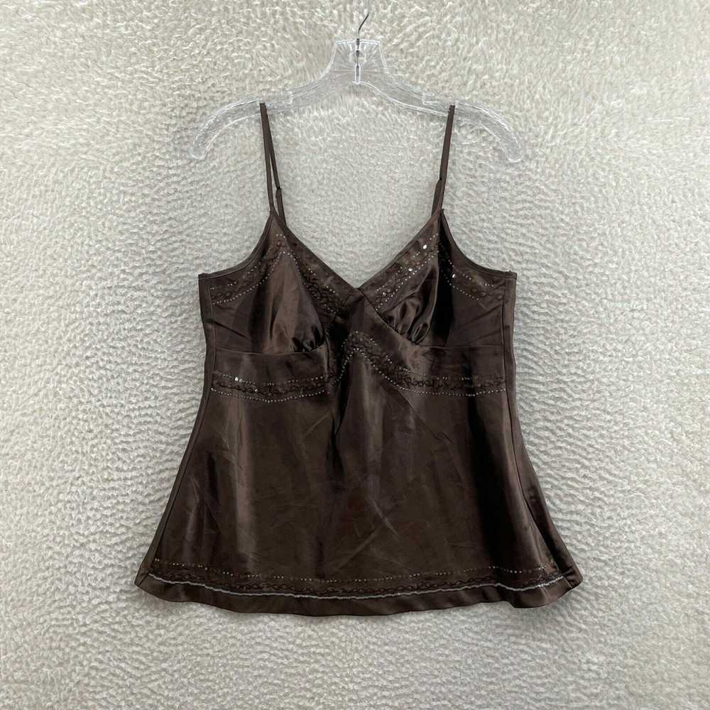 Vintage Y2K 2000s Self Esteem Brown Satin Beaded … - image 1