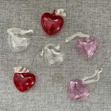 Other 6 Heart Shape Ornaments Red Pink Clear