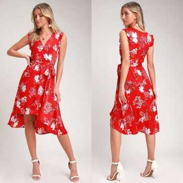 Lulus Blossom Type of Way Red Floral Print High L… - image 1