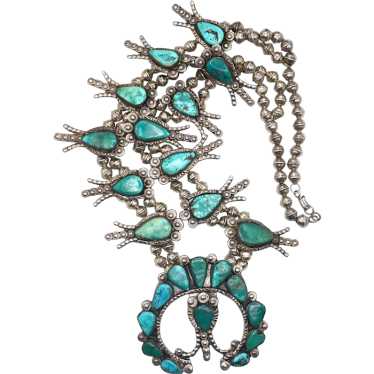 Vintage Zuni Turquoise Squash Blossom Necklace - image 1