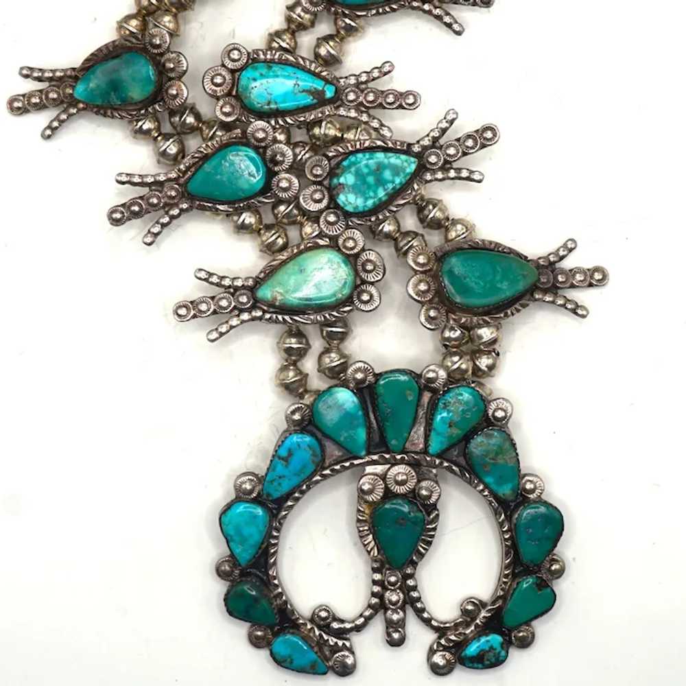 Vintage Zuni Turquoise Squash Blossom Necklace - image 3