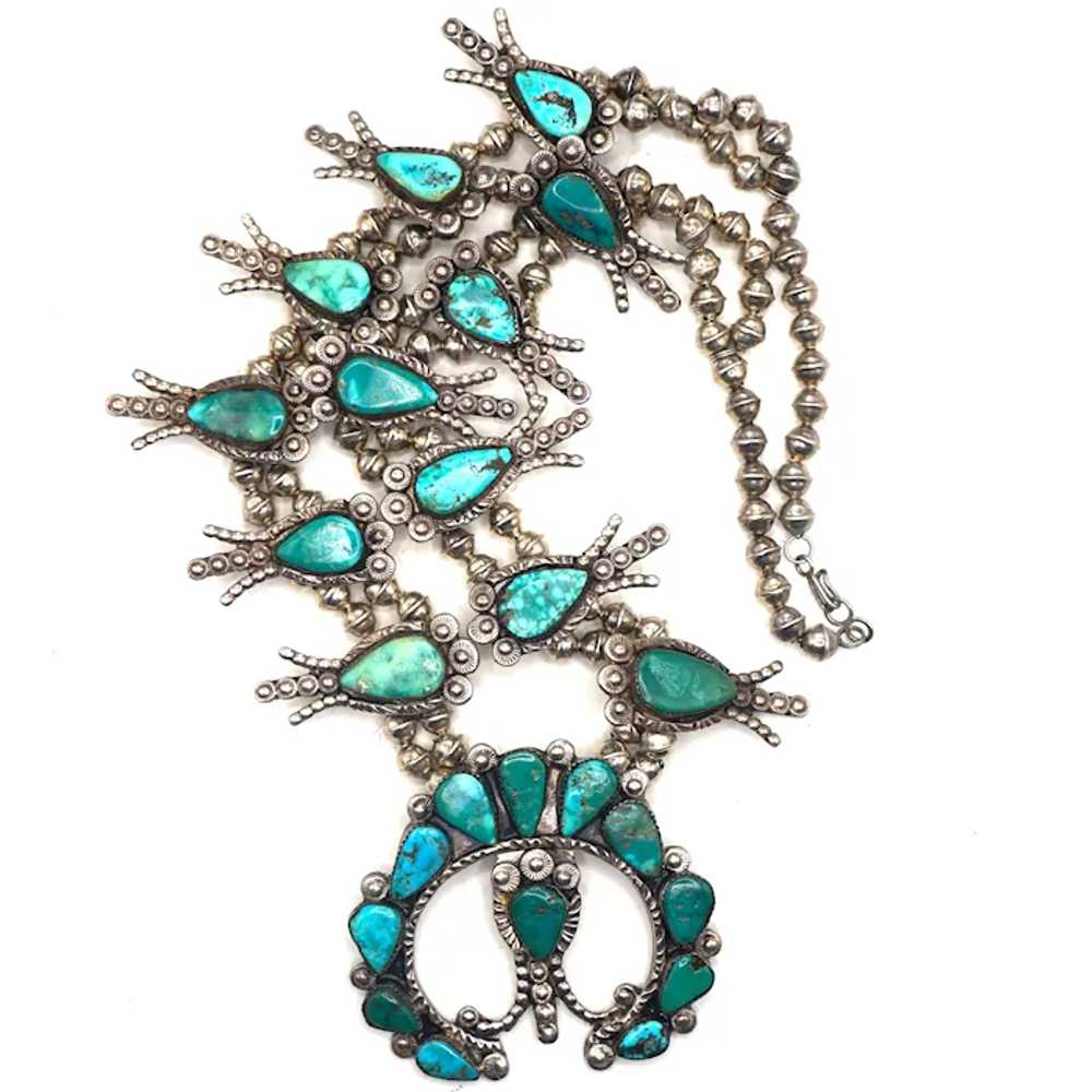 Vintage Zuni Turquoise Squash Blossom Necklace - image 6
