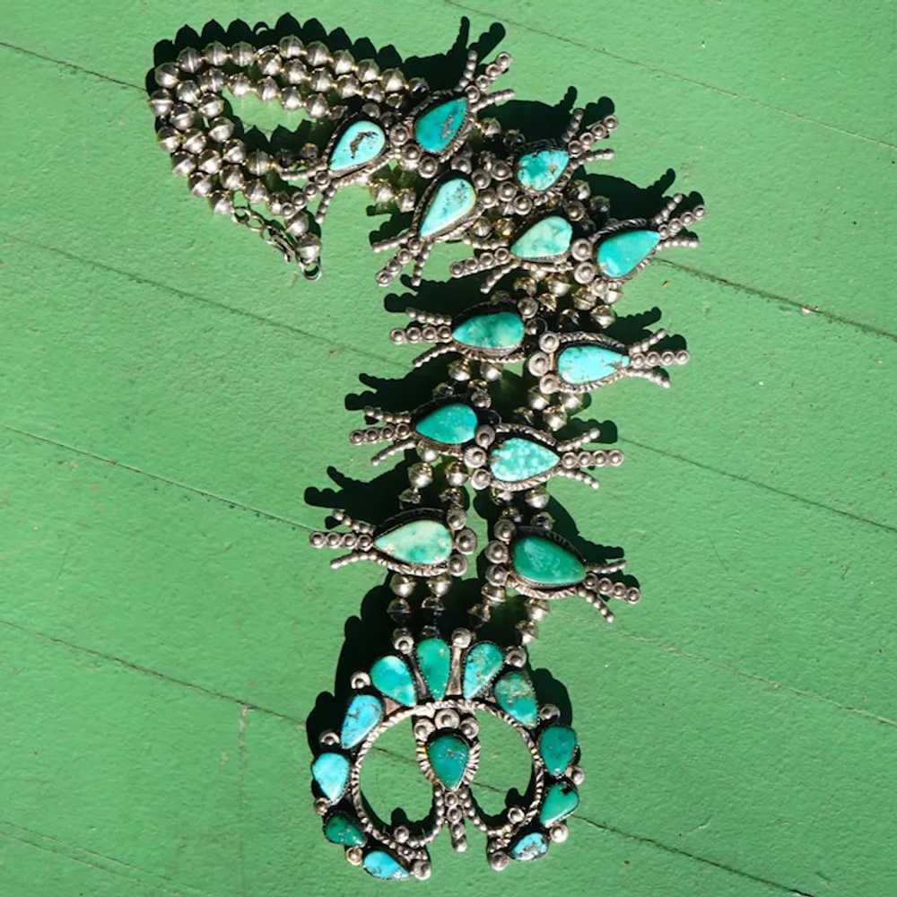 Vintage Zuni Turquoise Squash Blossom Necklace - image 7