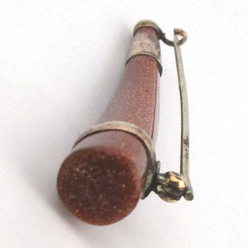 Victorian Fool's Gold Horn Pin Brooch - image 2