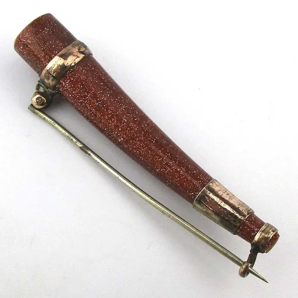 Victorian Fool's Gold Horn Pin Brooch - image 3