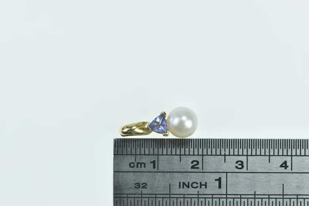 14K Pearl Tanzanite Trillion Vintage Statement Pe… - image 4