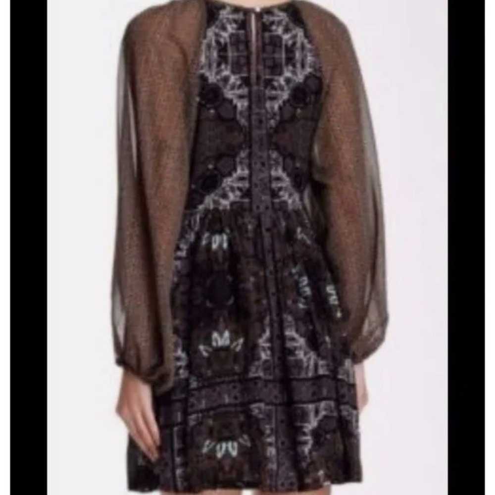 Free People Oksana Mini Dress Sheer Brown Multi M… - image 2