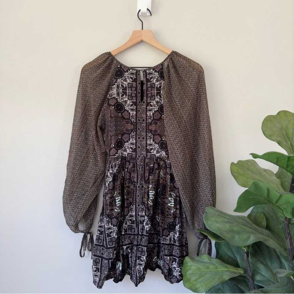 Free People Oksana Mini Dress Sheer Brown Multi M… - image 4