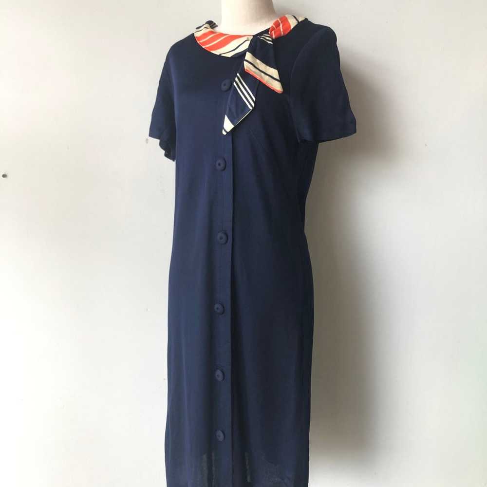 60s MOD Dress Blue Stewardess Flight Attendant Da… - image 1