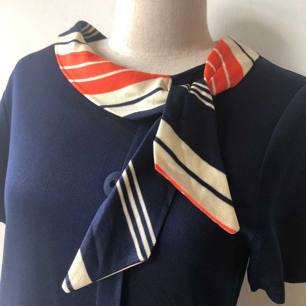 60s MOD Dress Blue Stewardess Flight Attendant Da… - image 4