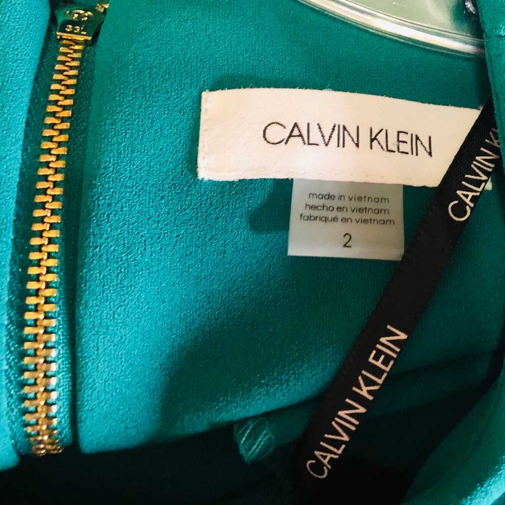 NWOT Calvin Klein Rich Green A-Line Midi Round Ne… - image 10