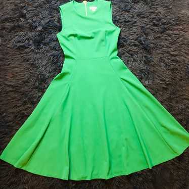 NWOT Calvin Klein Rich Green A-Line Midi Round Ne… - image 1