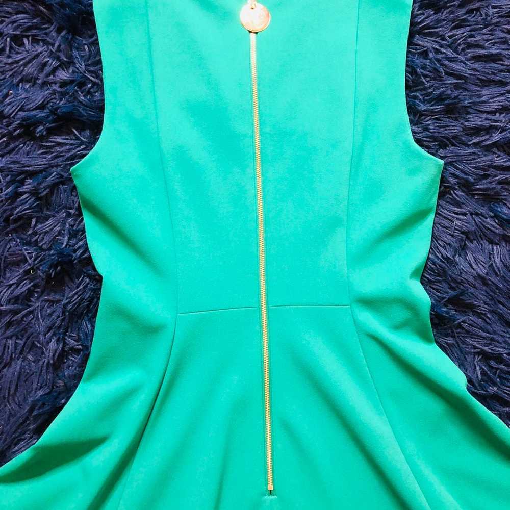 NWOT Calvin Klein Rich Green A-Line Midi Round Ne… - image 5