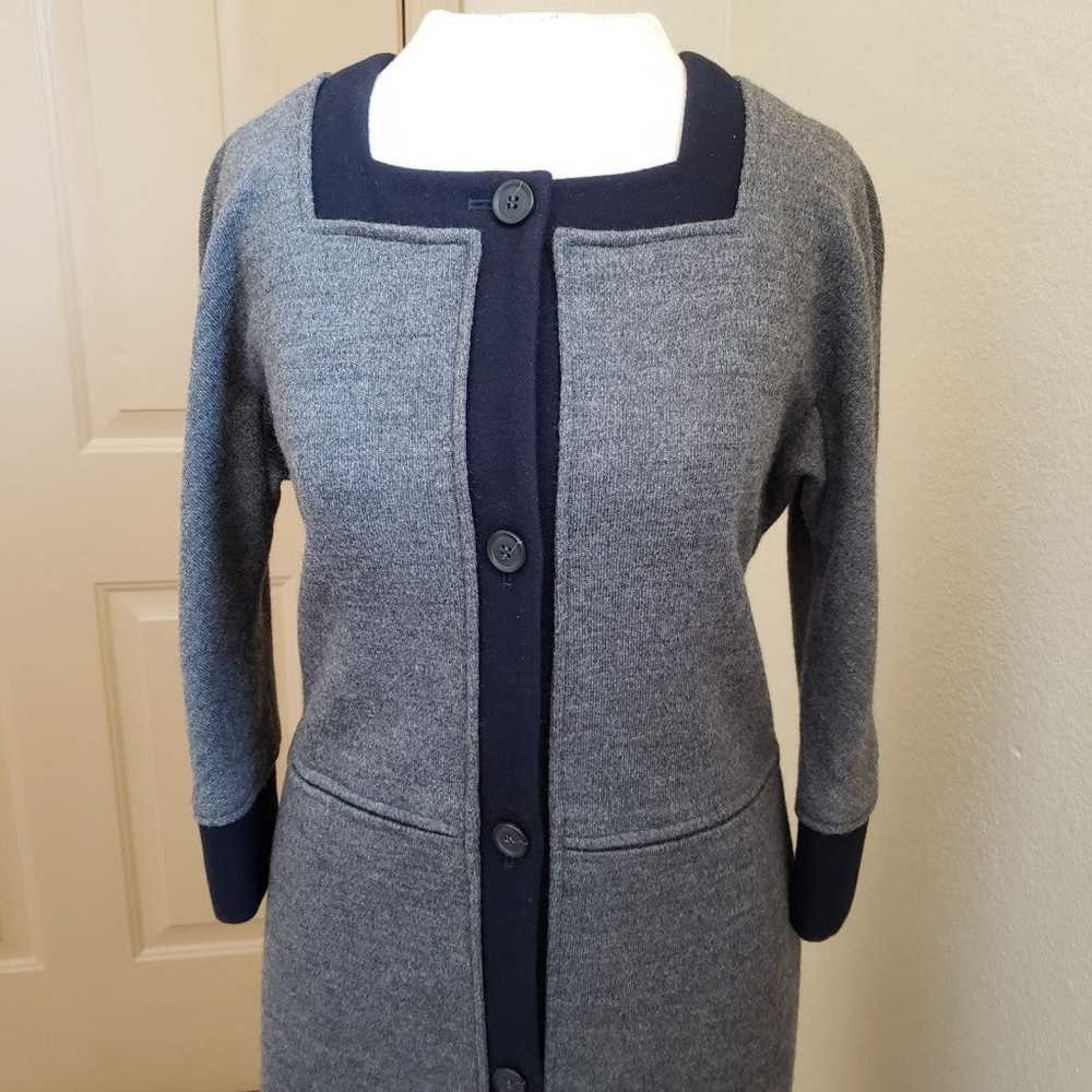 Vera Wang lavender label button up gray navy wool… - image 4