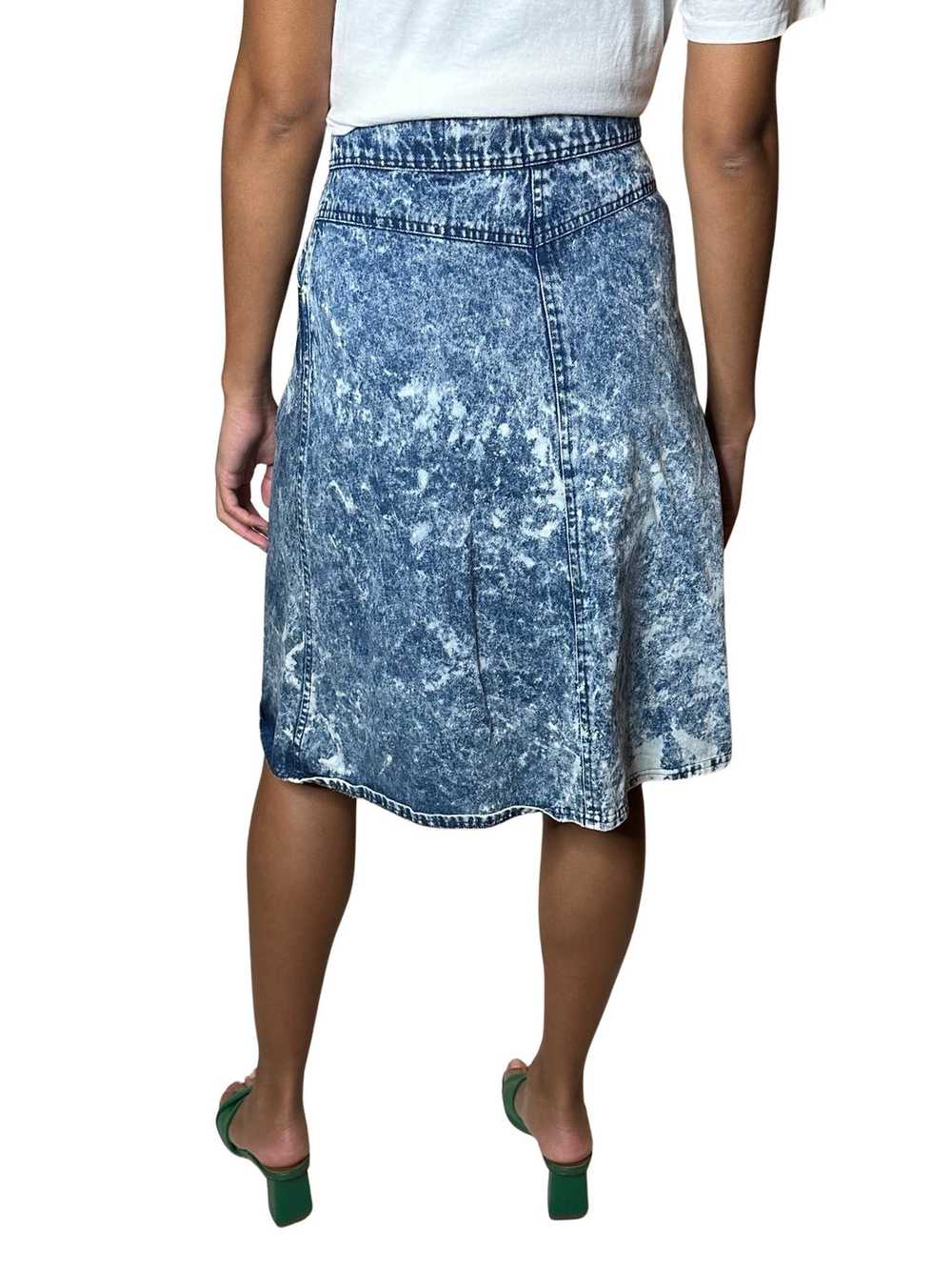 Original 1980's Vintage Acid Wash Denim Skirt UK … - image 4