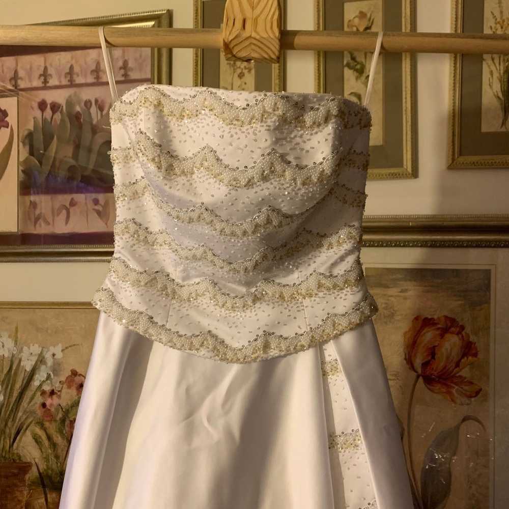 white beaded strapless wedding dress - image 2